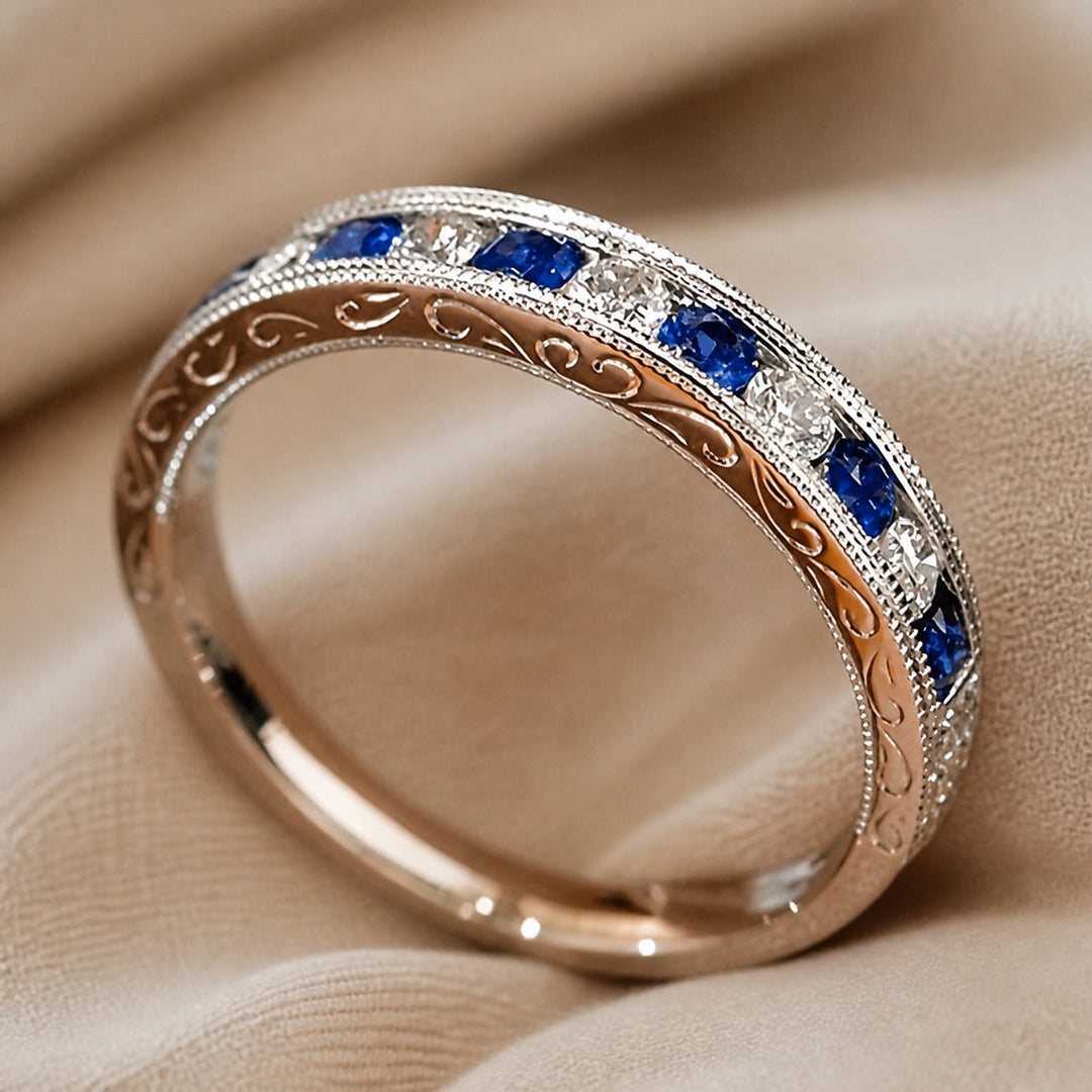 Bague Héritage en Or Blanc avec Saphir