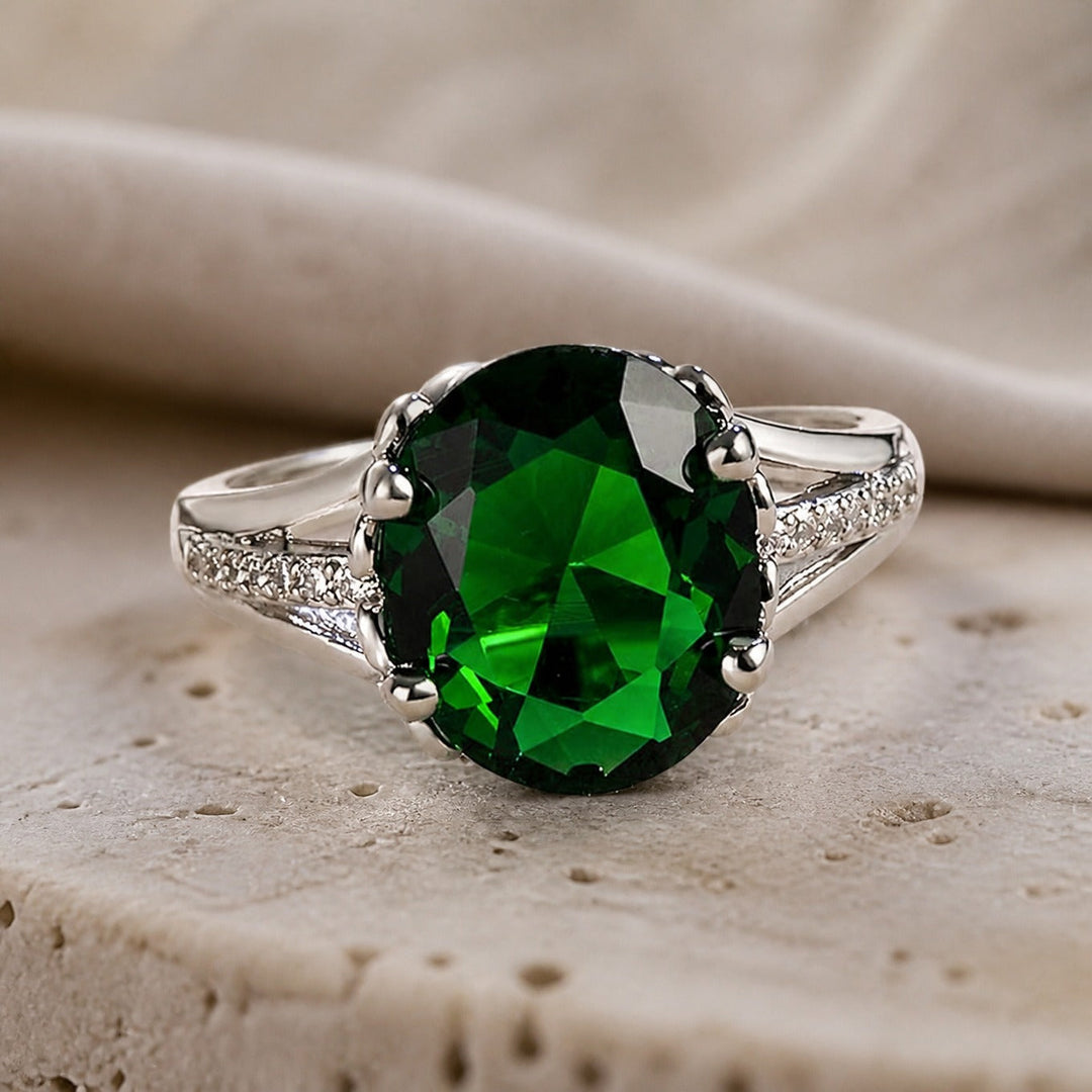 Bague Solitaire Émeraude Trésor