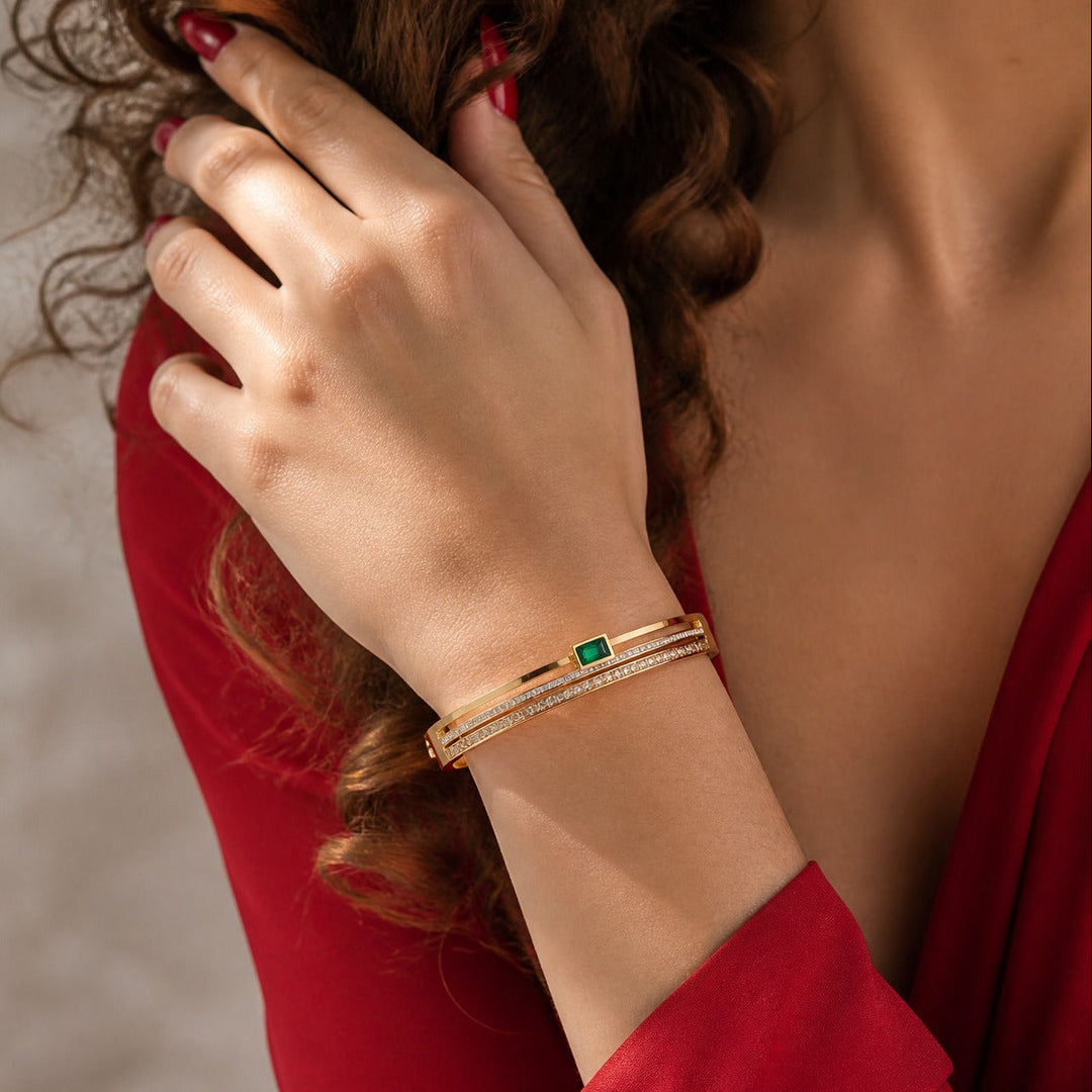Bracelet Manchette Émeraude Voyage