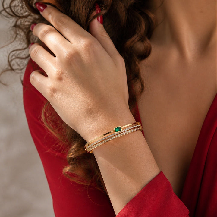 Bracelet Manchette Émeraude Voyage