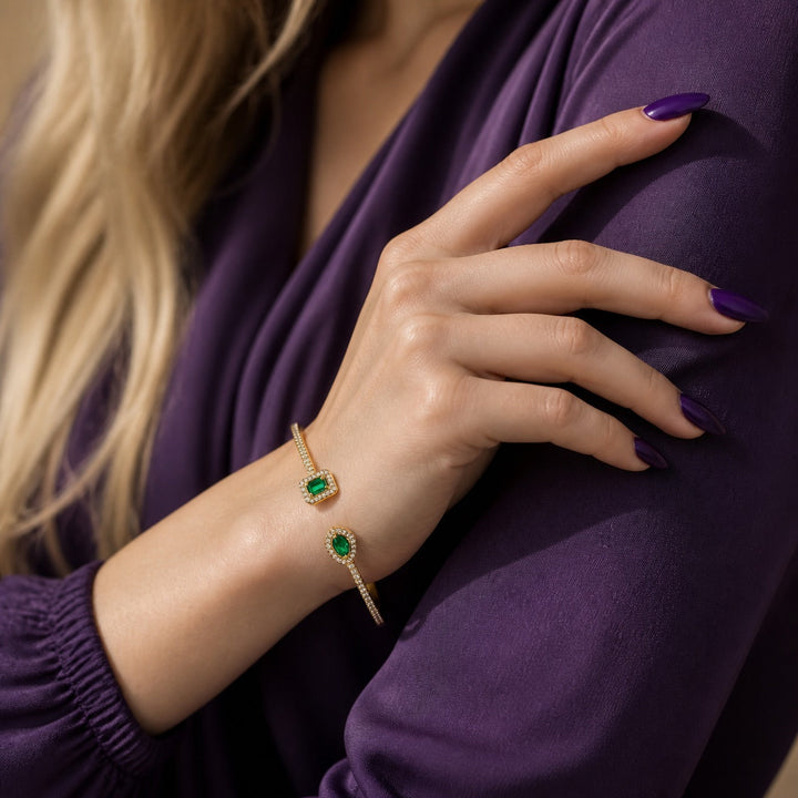 Bracelet jonc en polygonne émeraude