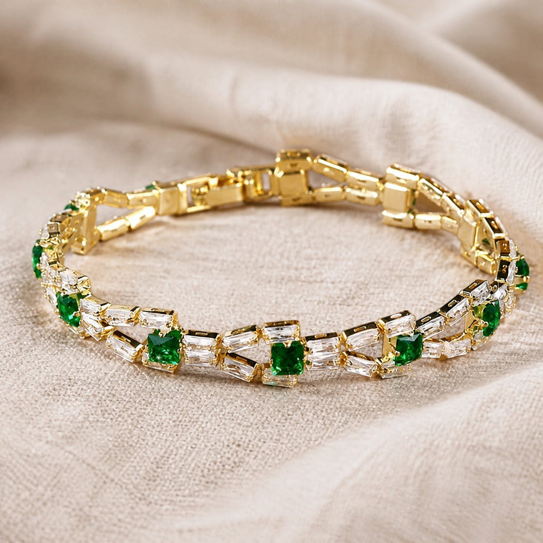 Bracelet de Tennis en Émeraude Échelon