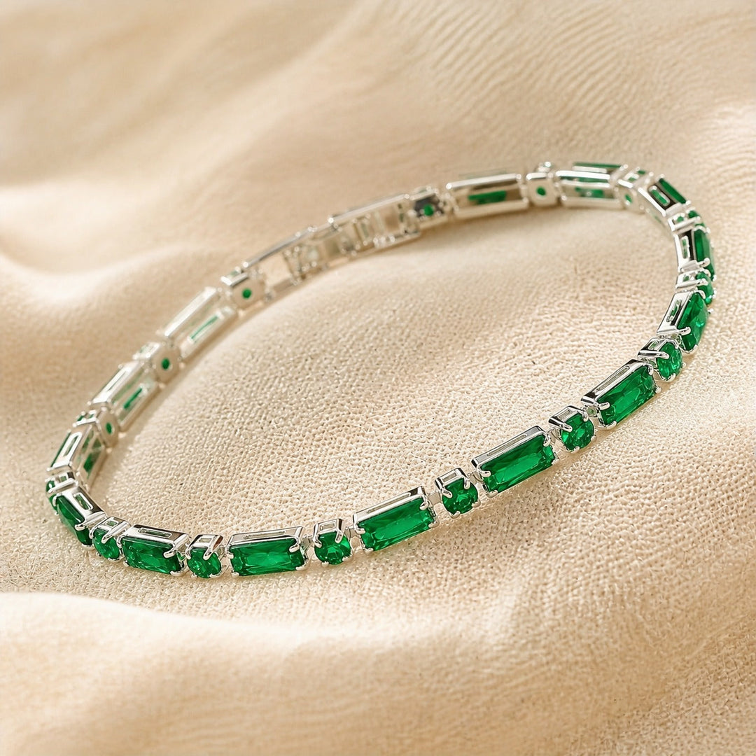 Bracelet de Tennis Halo en Émeraude