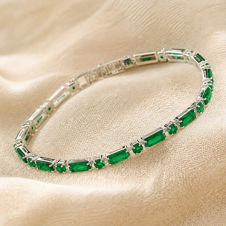 Bracelet de Tennis Halo en Émeraude