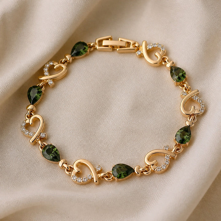 Bracelet Cœur Émeraude Enchanté