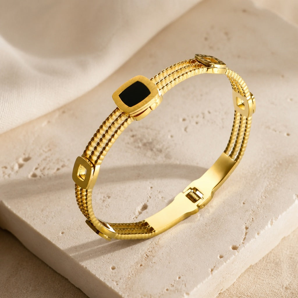 Bracelet en Onyx Doré Céleste