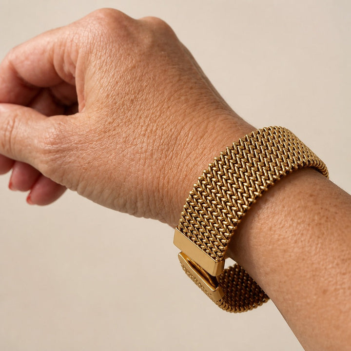 Bracelet tissé en or plaqué