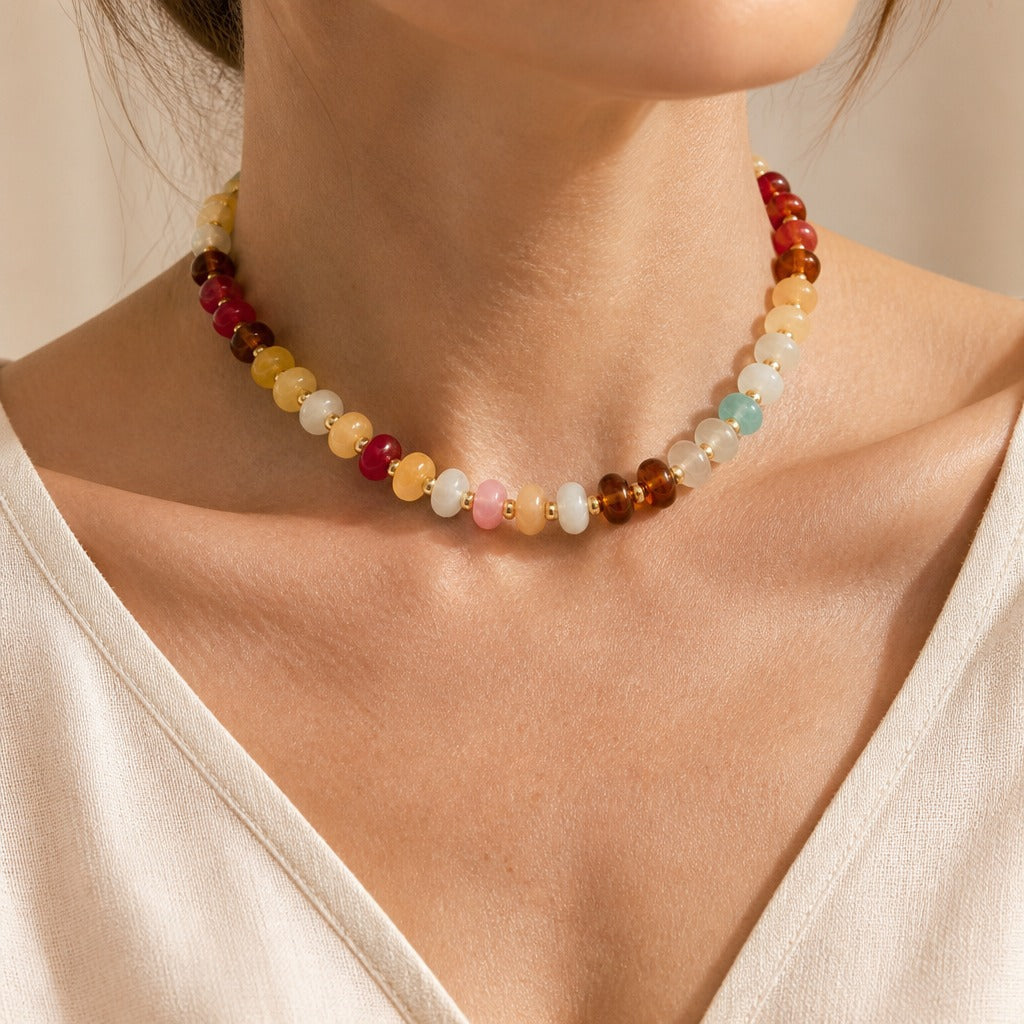 Collier bohémien en perles de verre givré