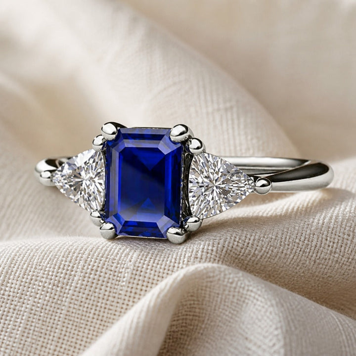 Bague en saphir octogonal taillé