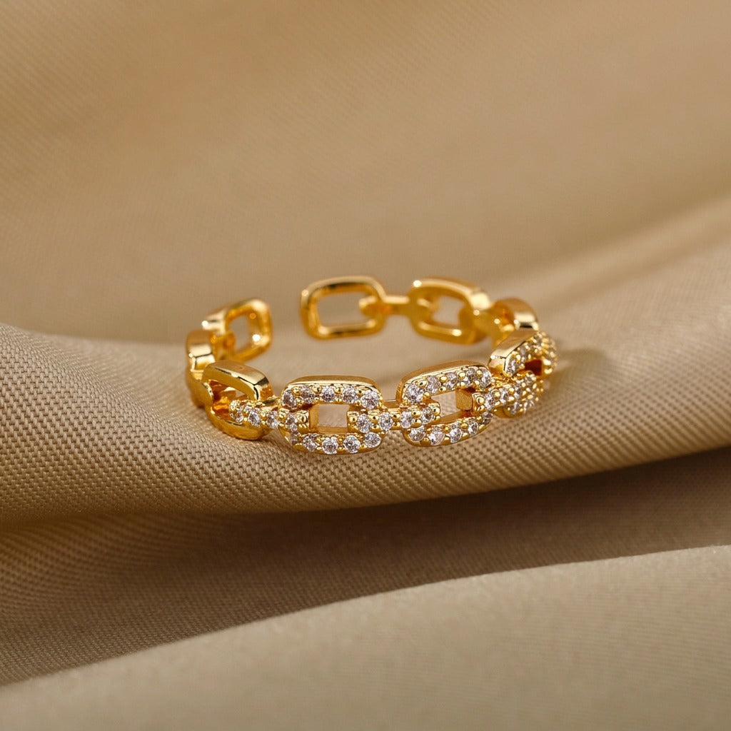 Bague Ouverte Crête Dorée