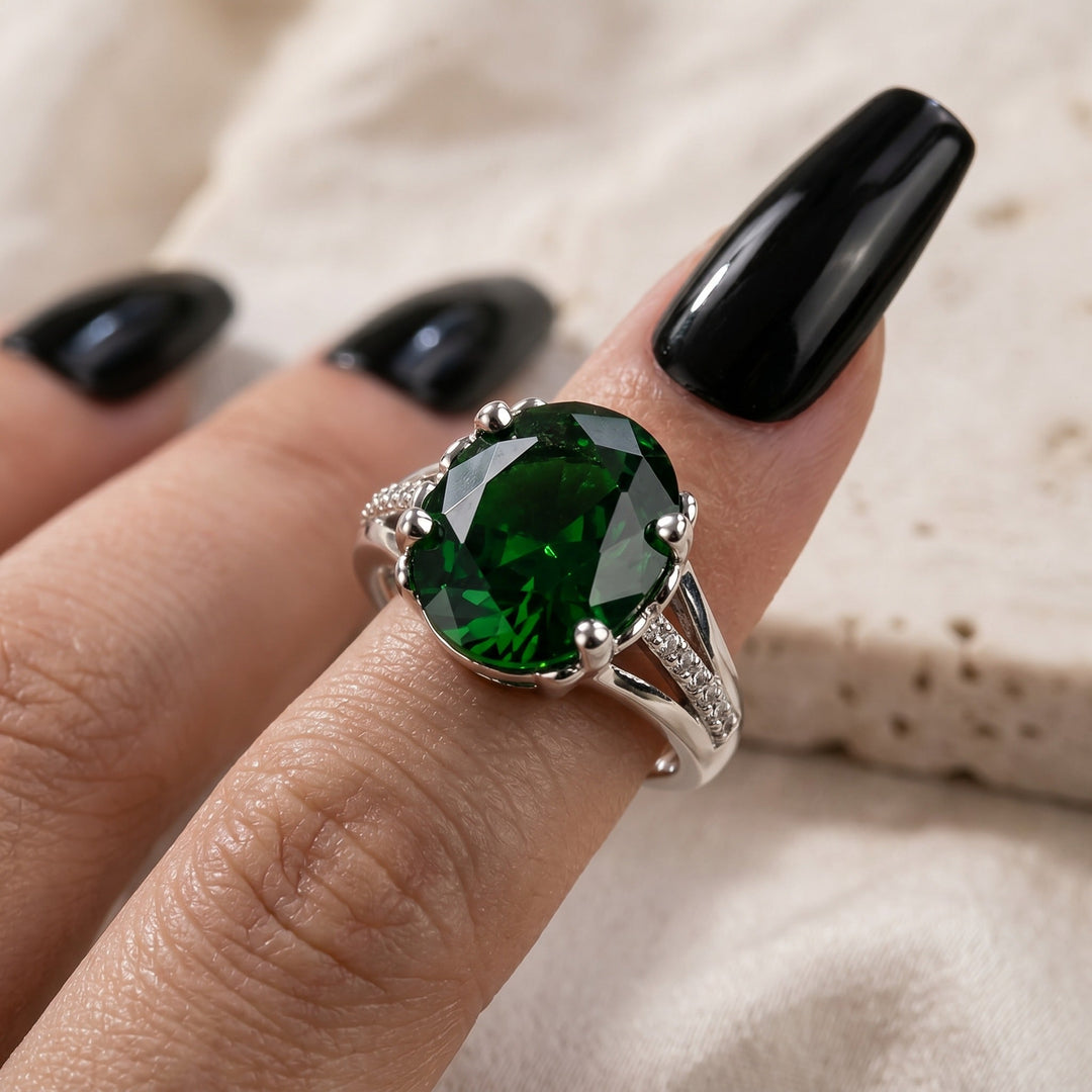 Bague Solitaire Émeraude Trésor