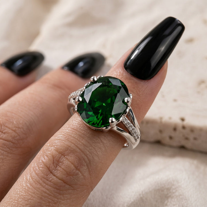 Bague Solitaire Émeraude Trésor