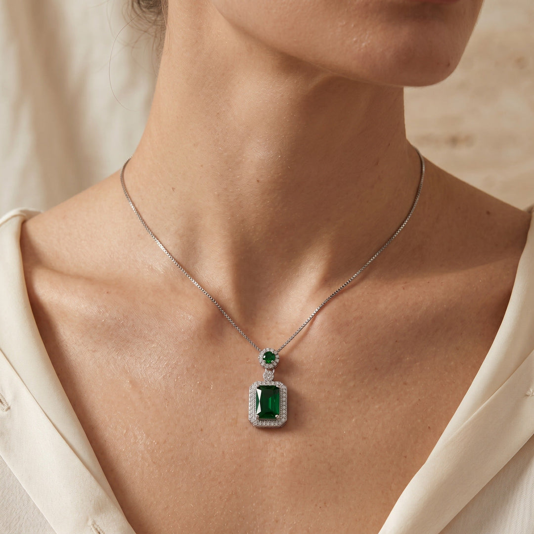 Collier Charme en Éméraude Mosaïque