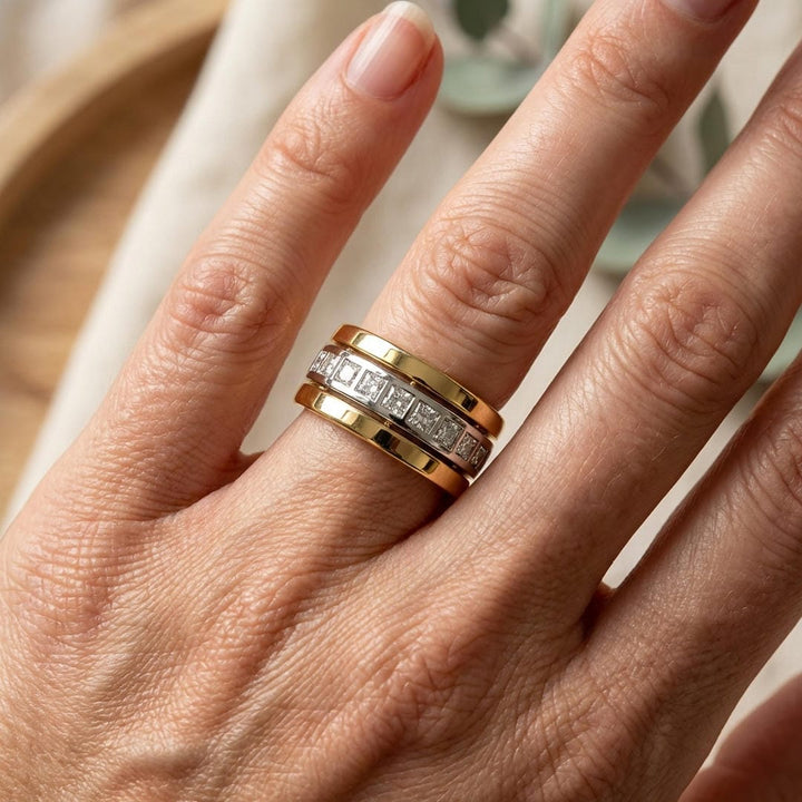 Bague Bicolore en Zircon Cubique et Or