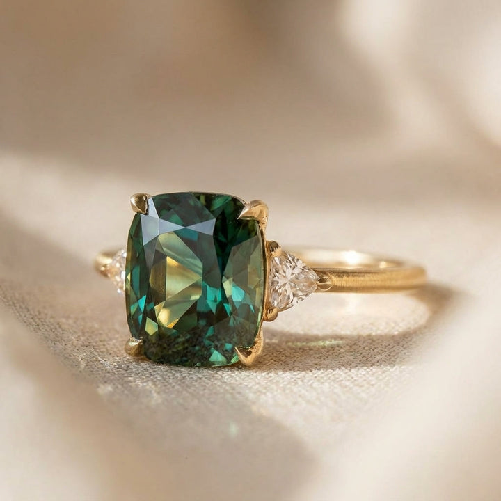 Bague en Or avec Pierre Précieuse Verte d&
