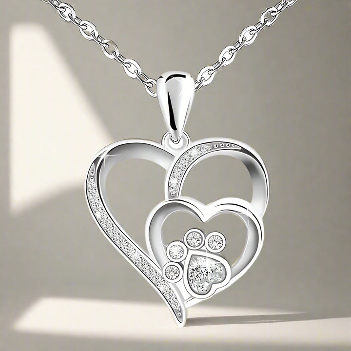 Collier en Argent Sterling avec Pattes et Cœur en Zirconia