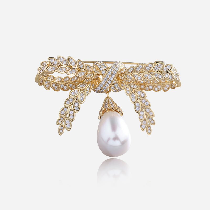 Broche Nœud avec Perles Suspendues