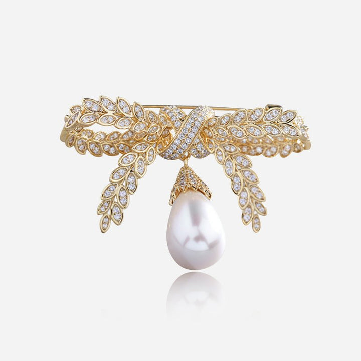 Broche Nœud avec Perles Suspendues