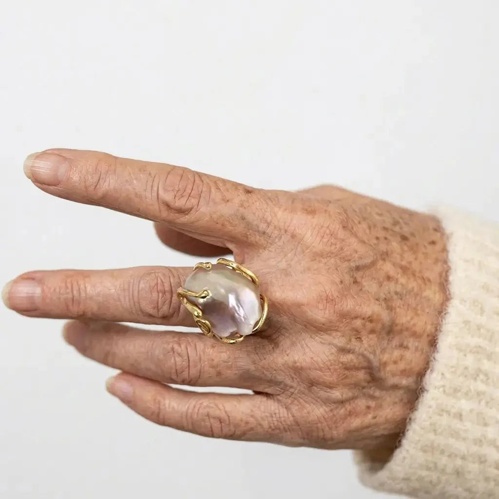 Bague Ajustable en Perles Lustre