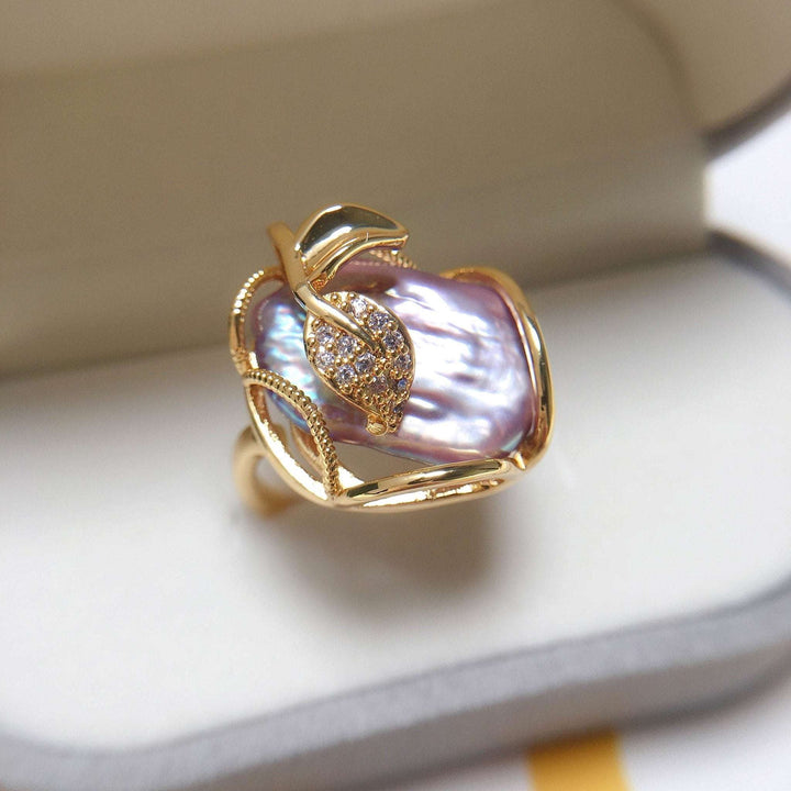 Bague Ajustable en Perles Lustre