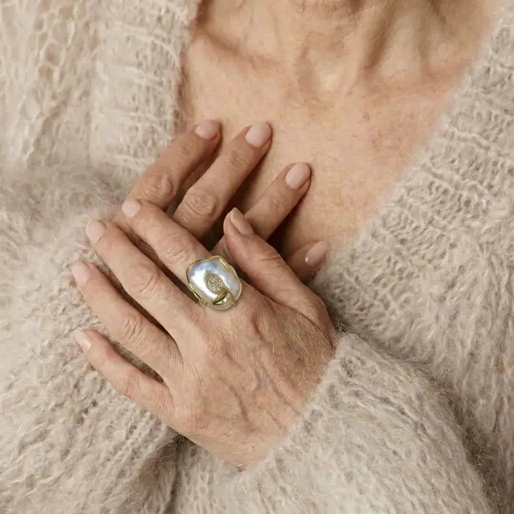 Bague Ajustable en Perles Lustre