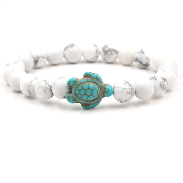 Bracelet en Perles de Pierre Naturelle Unique en Forme de Tortue