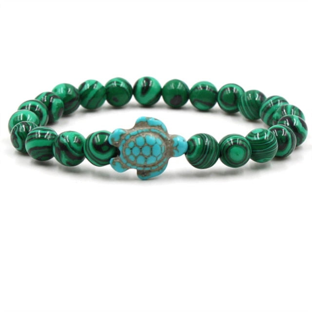 Bracelet en Perles de Pierre Naturelle Unique en Forme de Tortue