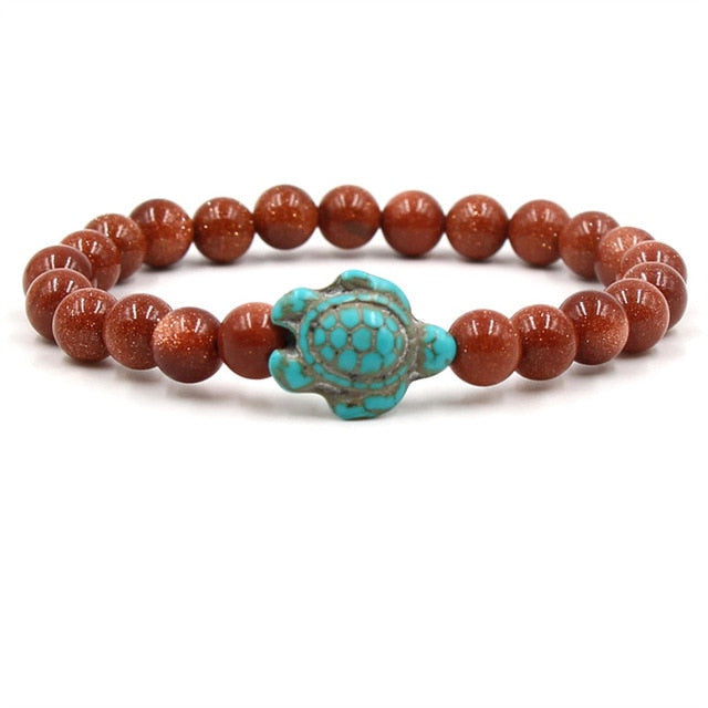 Bracelet en Perles de Pierre Naturelle Unique en Forme de Tortue