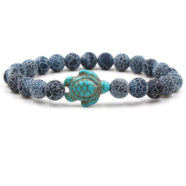 Bracelet en Perles de Pierre Naturelle Unique en Forme de Tortue