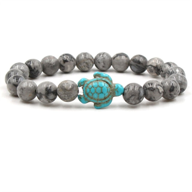 Bracelet en Perles de Pierre Naturelle Unique en Forme de Tortue