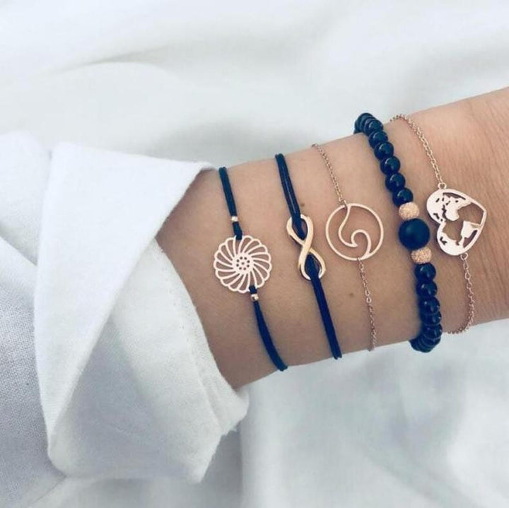 Ensemble de 5 Bracelets Uniques de Luxe