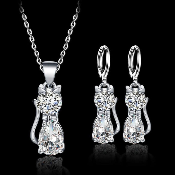 Ensemble en Argent Sterling avec Zirconium Blanc pour Félins