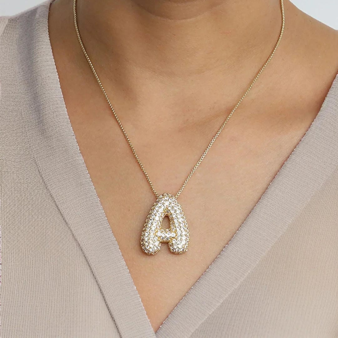 Collier Initial en Cristaux Boules