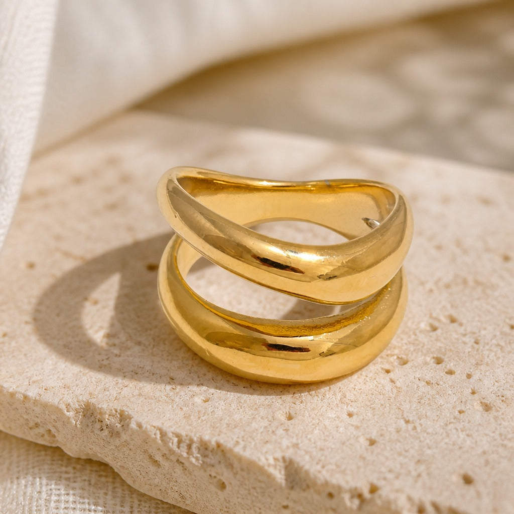 Bague à Double Courbe Haute