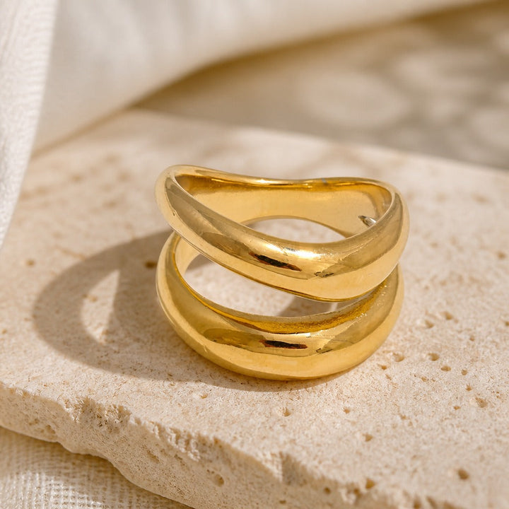 Bague à Double Courbe Haute