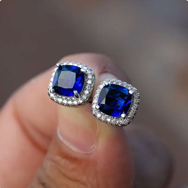Sapphire-Lee Square Stud Earrings