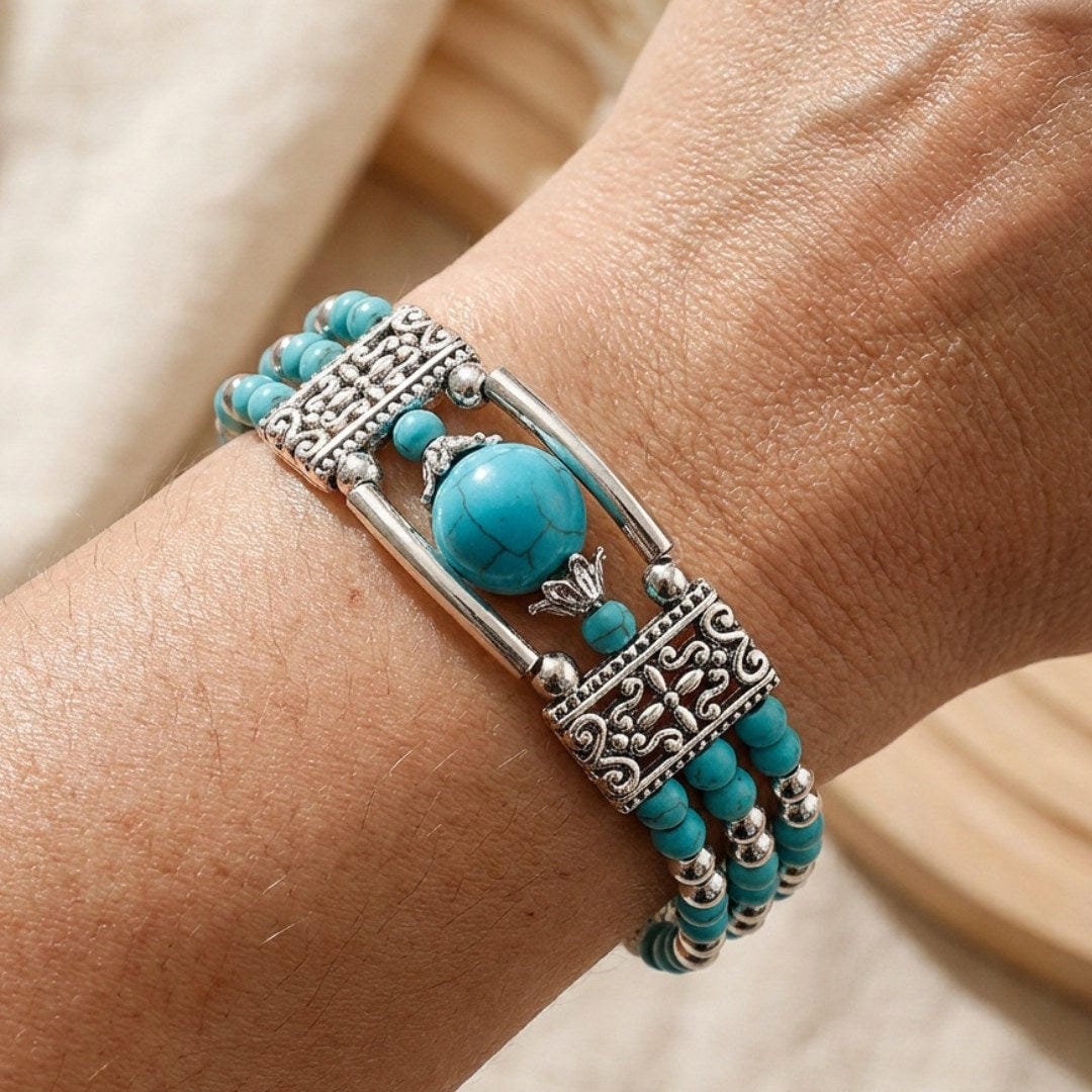 Bracelet en argent antique avec pierre turquoise