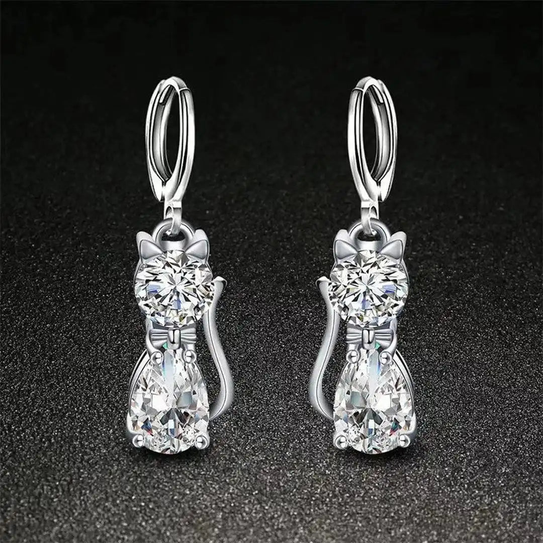 Ensemble en Argent Sterling avec Zirconium Blanc pour Félins