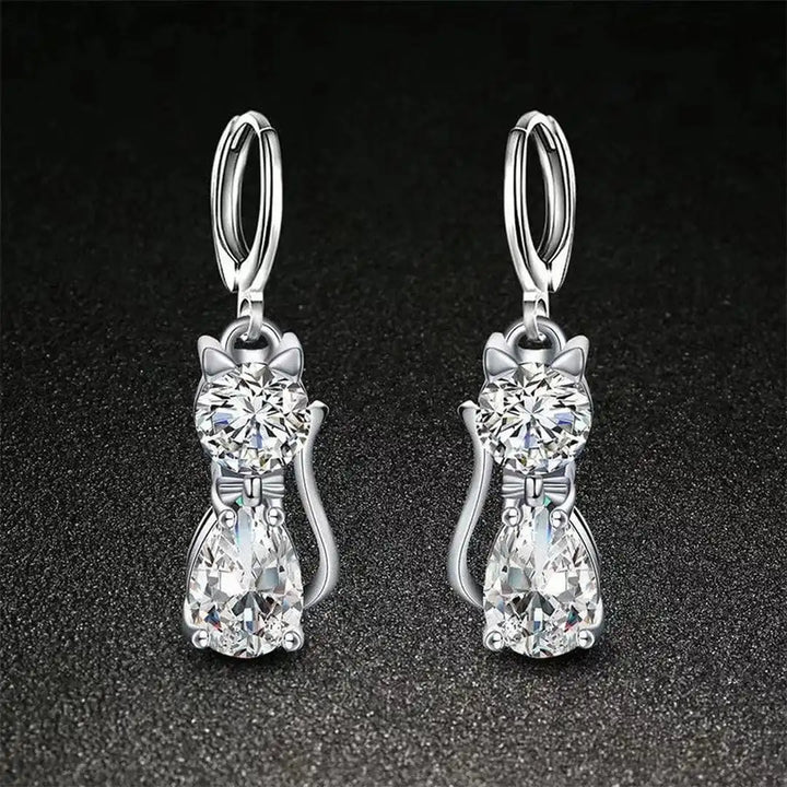 Ensemble en Argent Sterling avec Zirconium Blanc pour Félins