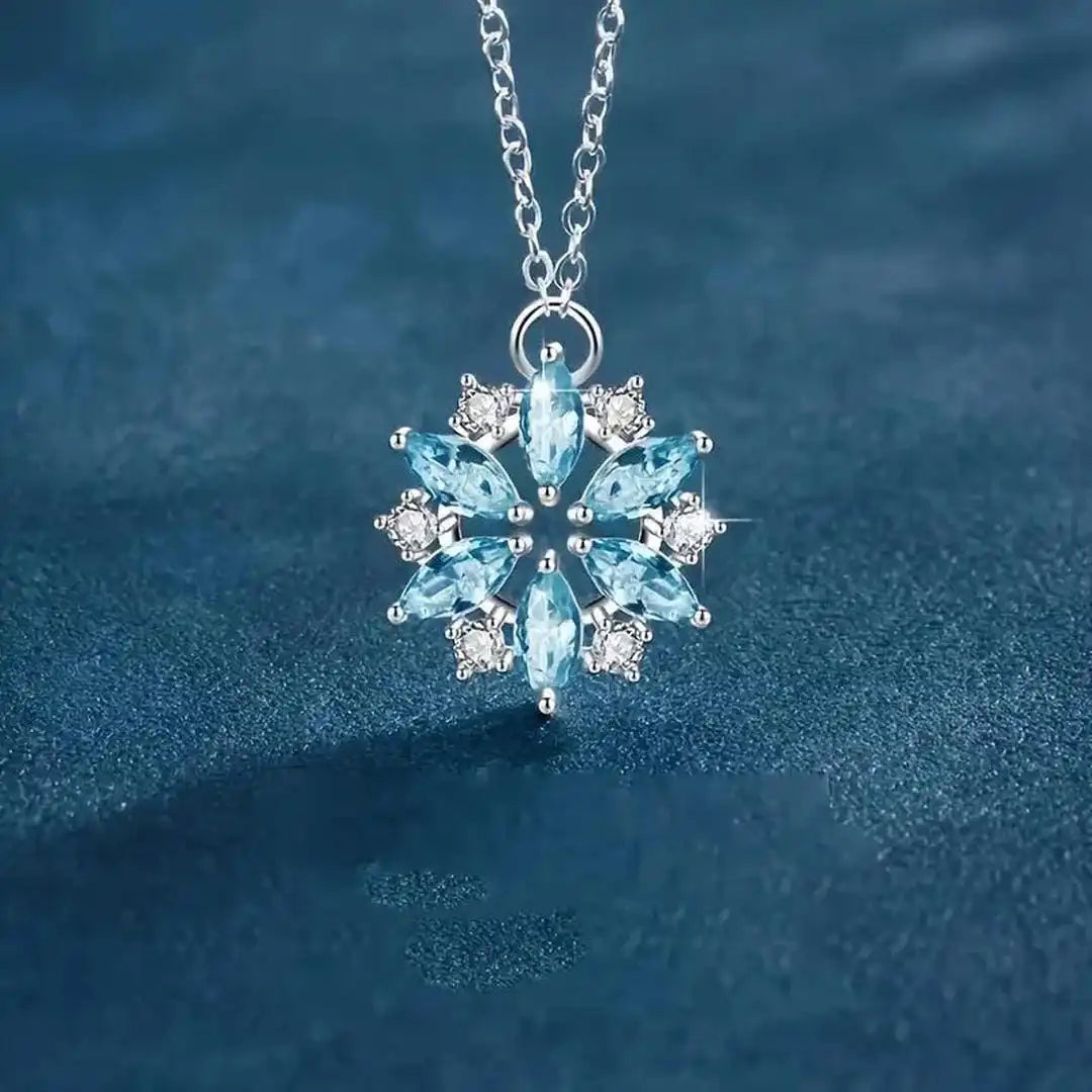 Blue Snowflake White Gold Pendant