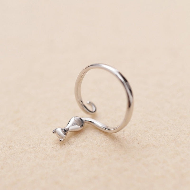 Bague en acier inoxydable adorable en forme de chat