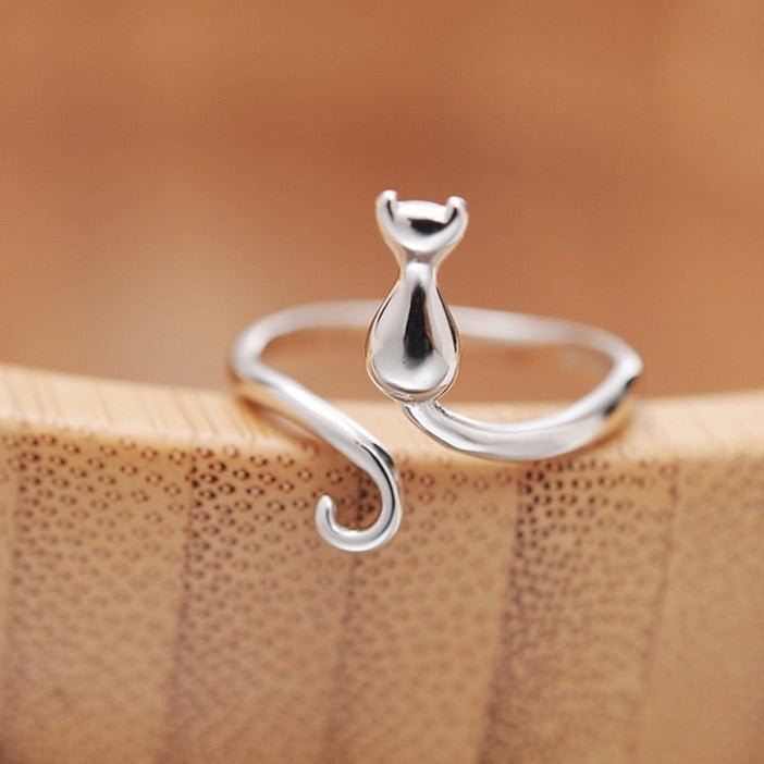 Bague en acier inoxydable adorable en forme de chat