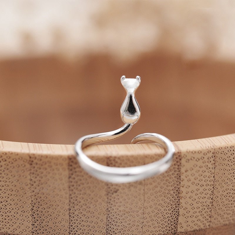 Bague en acier inoxydable adorable en forme de chat