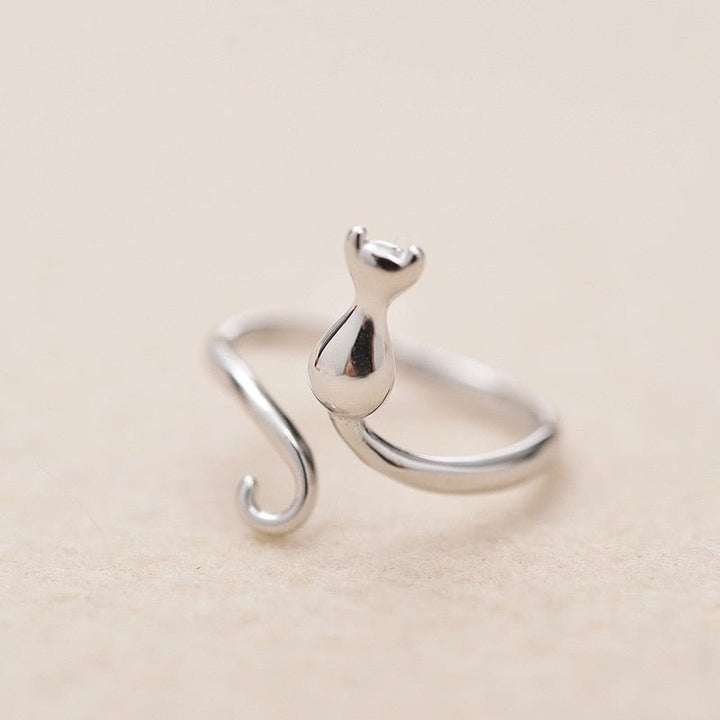 Bague en acier inoxydable adorable en forme de chat