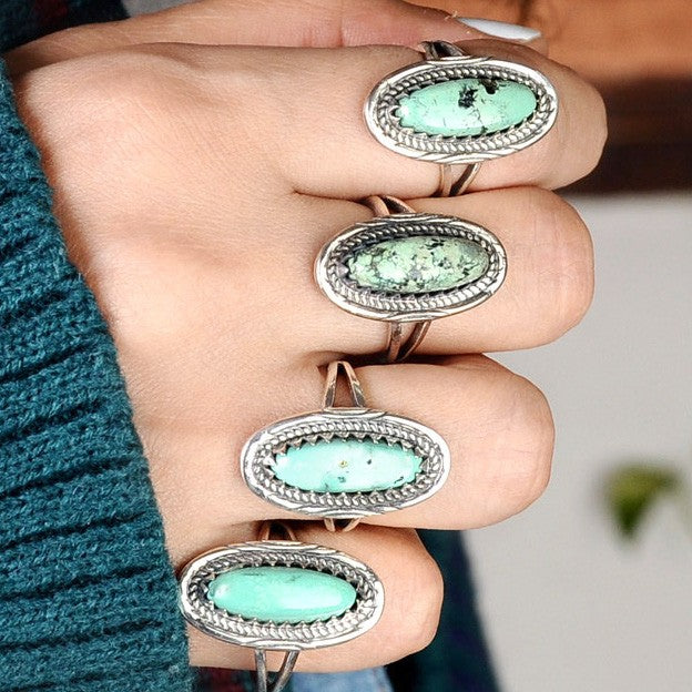 Southwestern Style Real Turquoise Ring in Sterling Silver