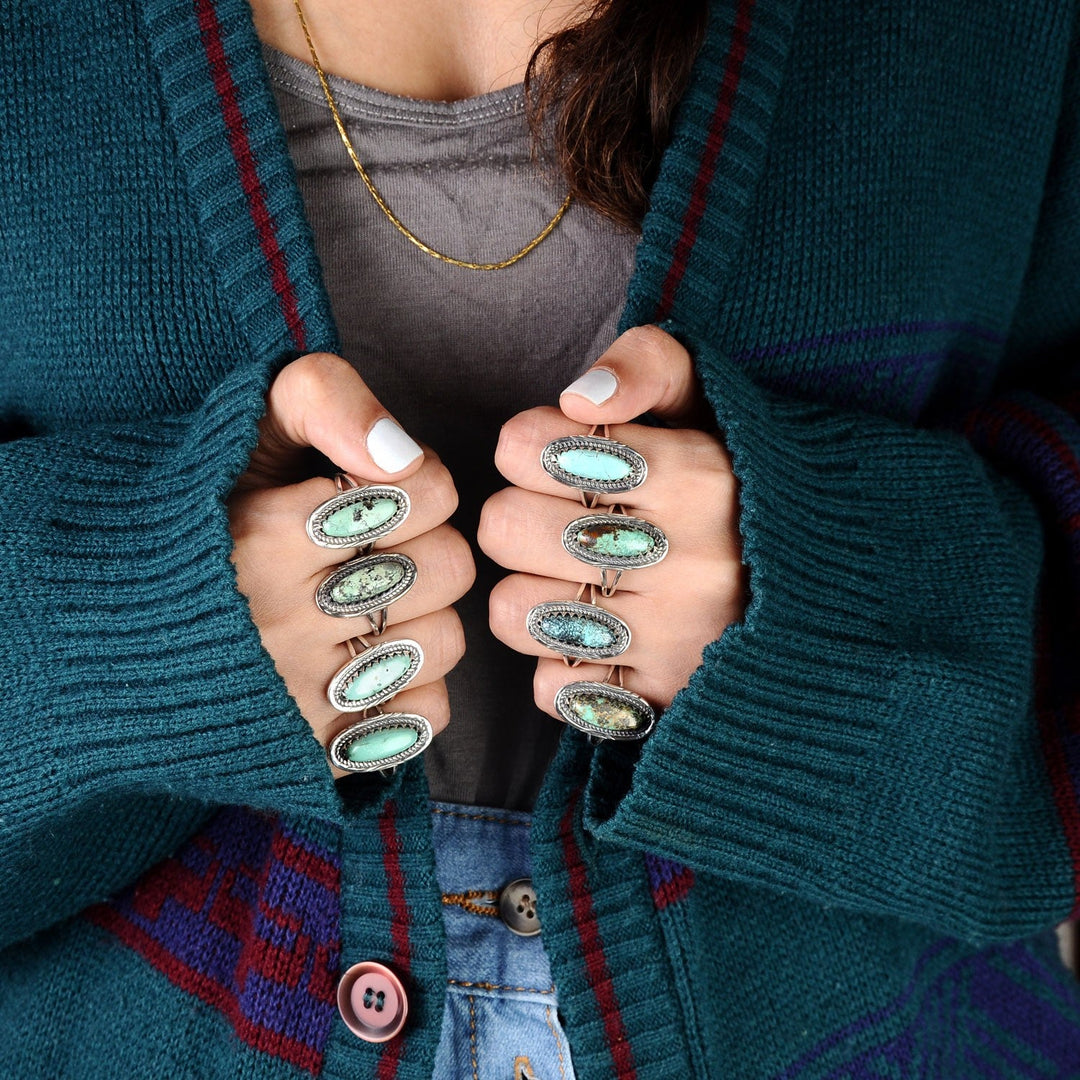 Southwestern Style Real Turquoise Ring in Sterling Silver