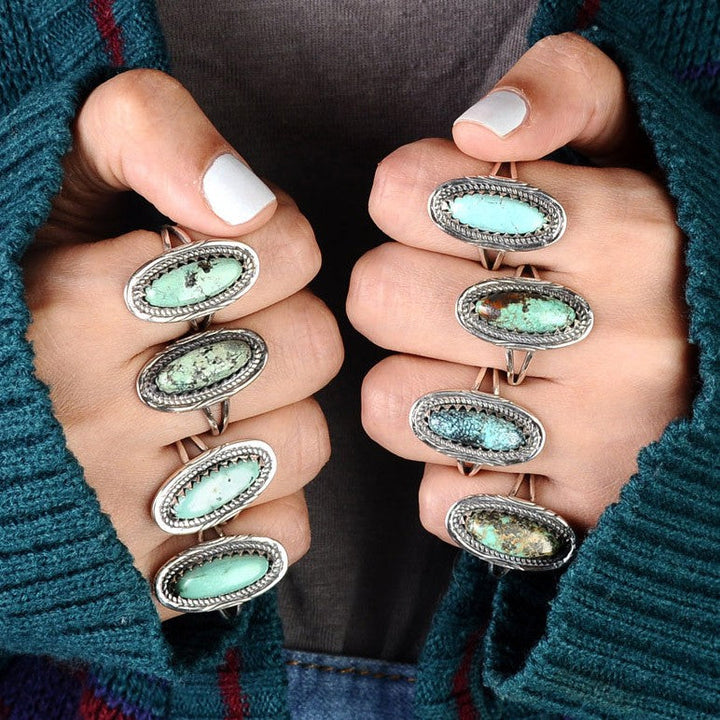 Southwestern Style Real Turquoise Ring in Sterling Silver