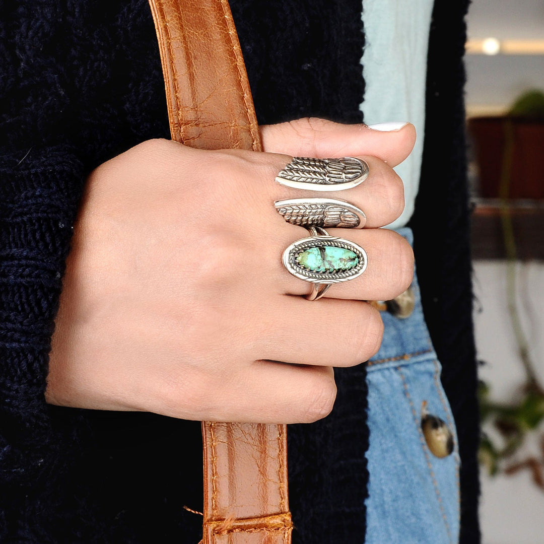 Southwestern Style Real Turquoise Ring in Sterling Silver