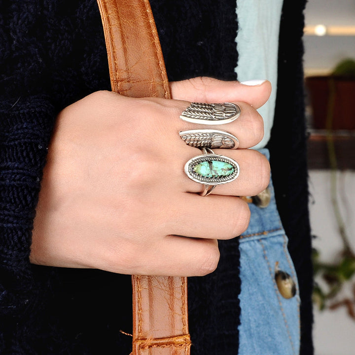 Southwestern Style Real Turquoise Ring in Sterling Silver