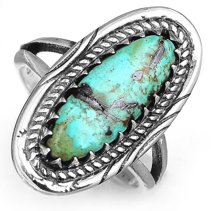 Southwestern Style Real Turquoise Ring in Sterling Silver
